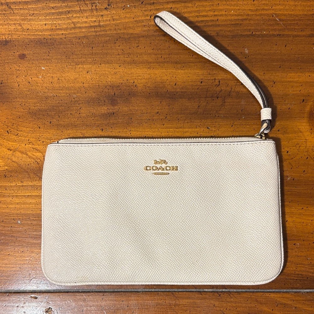 Coach Beige Wristlet Clutch